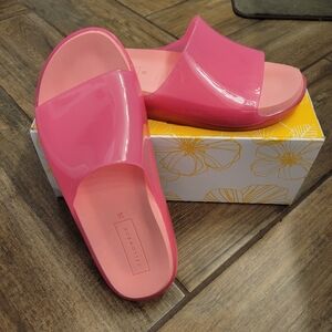 Yellow Box Pink Slide Sandals